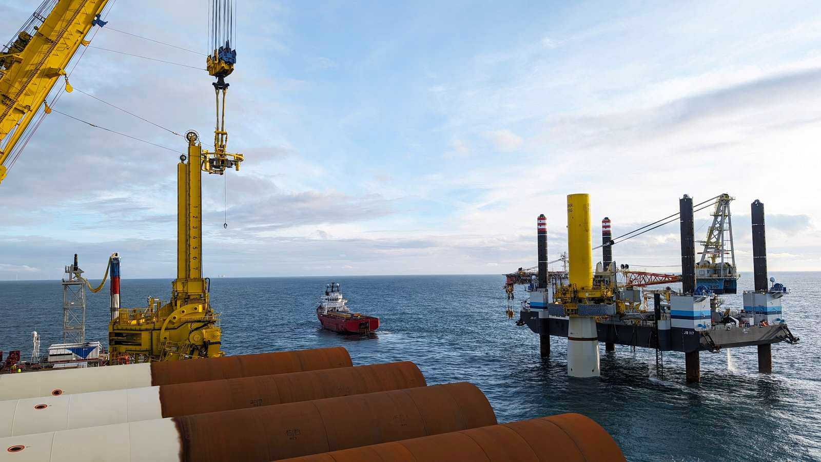 Fundamentinstallation im Windpark Borkum Riffgrund 3 (Ørsted)