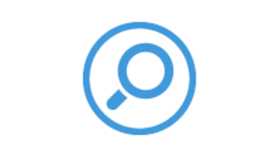 Blue pin icon in a circle on a white background