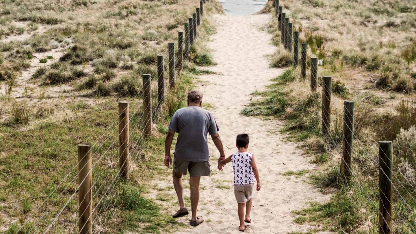 Walking on beach