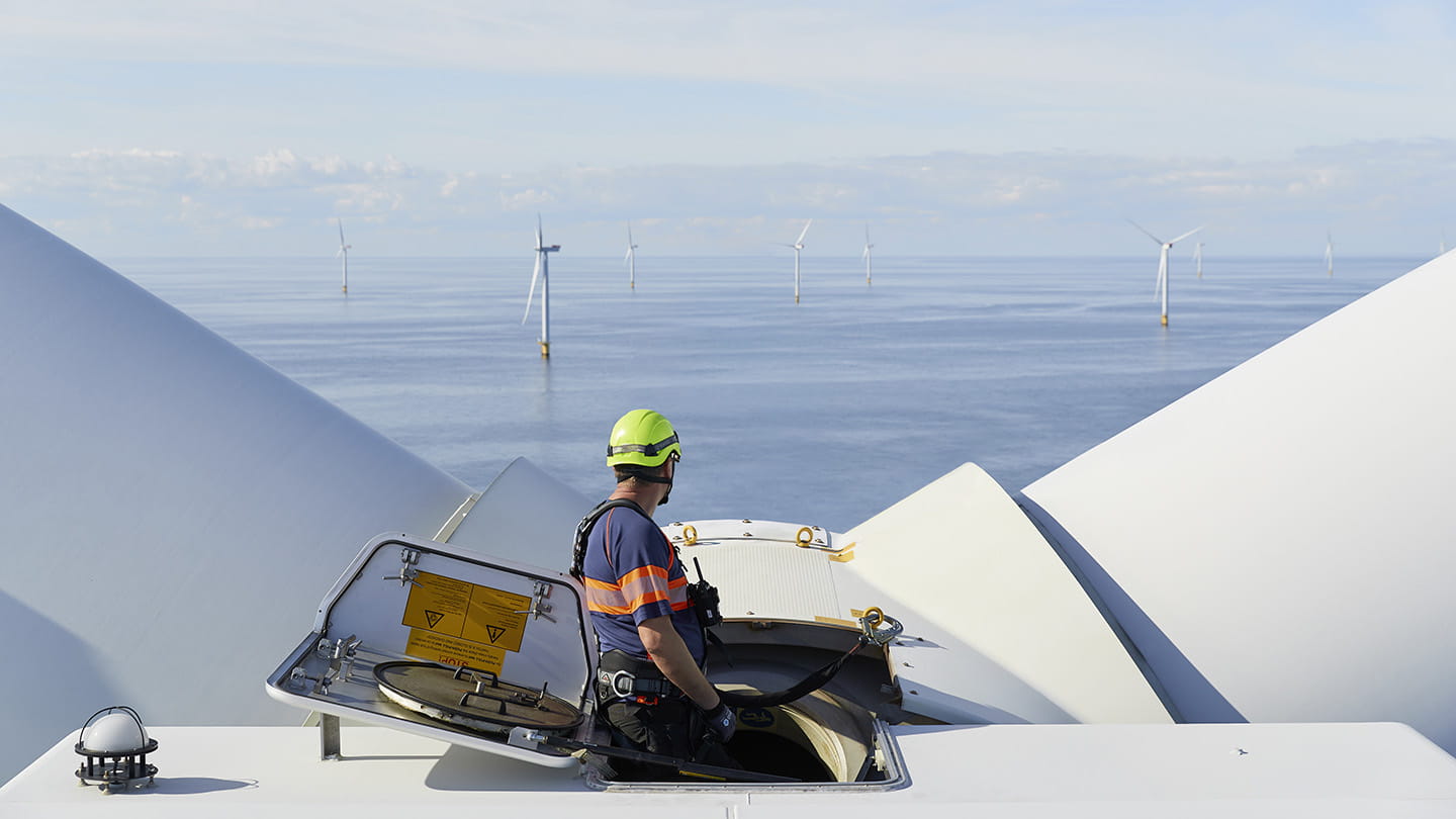 technician on wind turbine