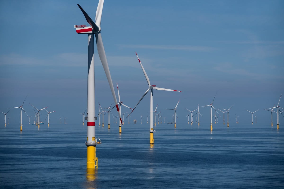 Windkraftanlagen im Windpark Borkum Riffgrund 2 (Ørsted/Matthias Ibeler)