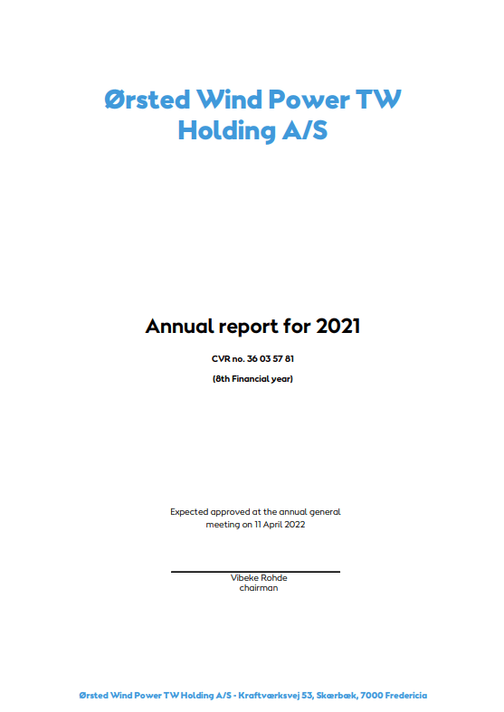 Ørsted Wind Power TW Holding interim report for Q1 2022.