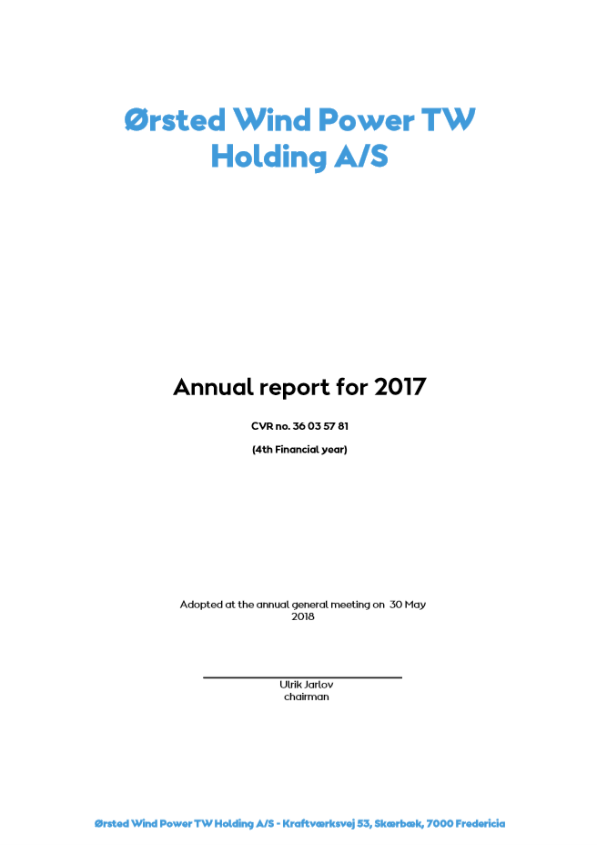 Ørsted Wind Power TW Holding annual report for 2017.
