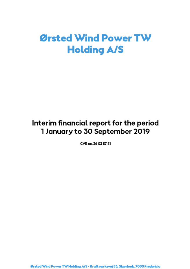 Ørsted Wind Power TW Holding interim report for Q3 2020.