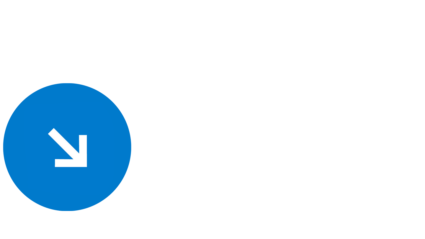 Blue pictogram of a down arrow, representing the 70% drop in costs of building utility scale solar in the U.S.