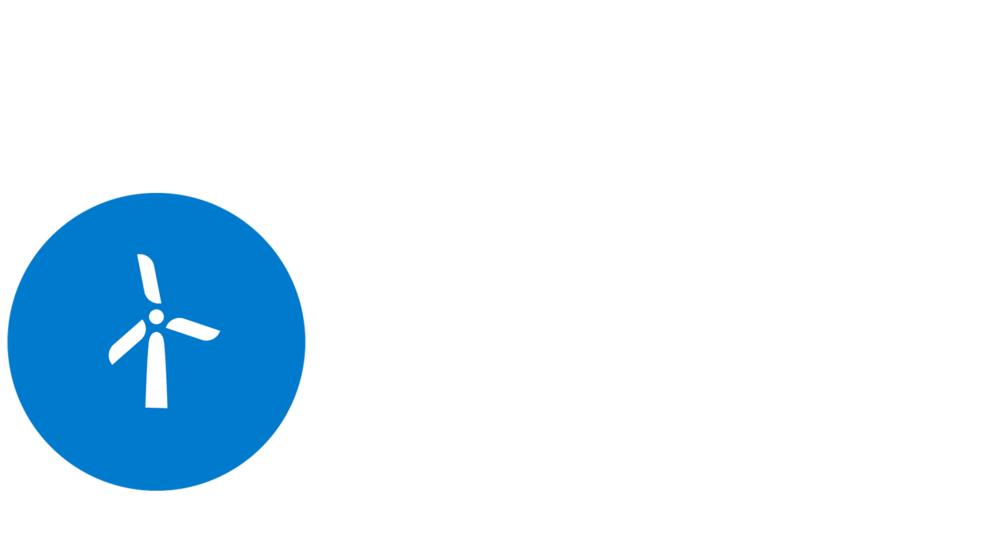 Blue pictogram of a lightning bolt, representing the 3,000 MW of clean power generated by Ørsted's onshore wind farms.