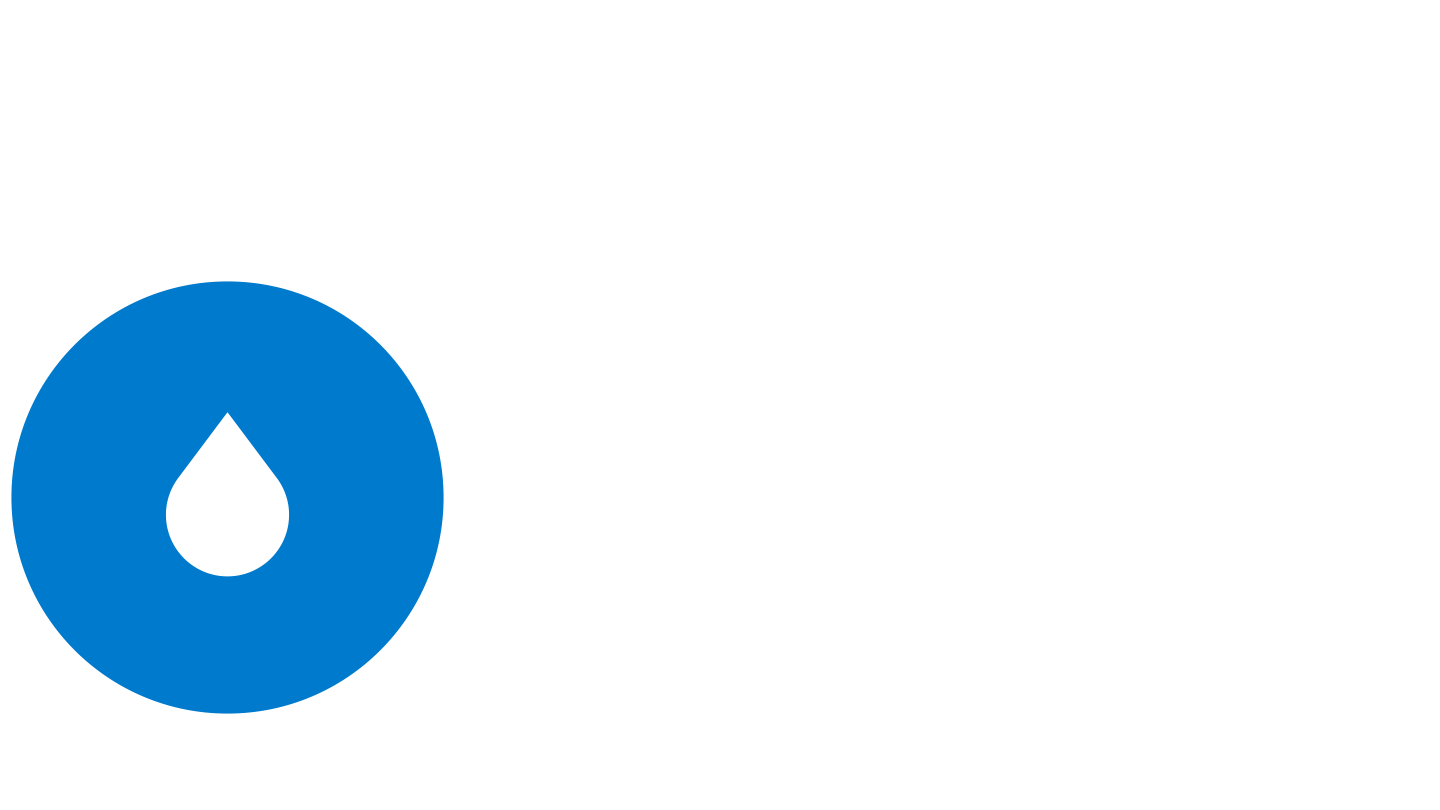 A blue pictogram of a drop of water, representing native tallgrass prairies' ability to absorb water, preventing flooding.