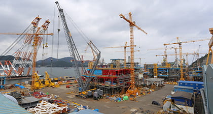 The topside for the Hejre platform is under construction in South Korea