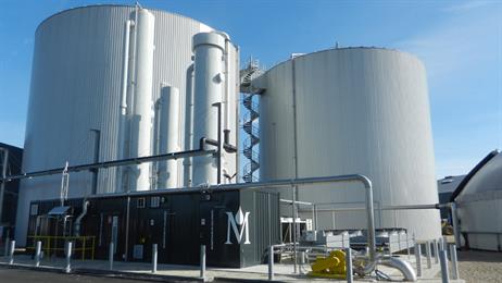 The bio gas plant in Tønder will be operational in 2016. On the photo, you can see a corresponding plant in Horsens.