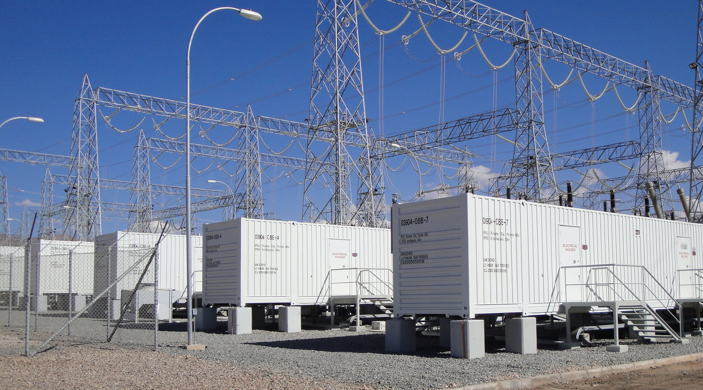 Photo of a storage project in Chile using NEC’s GSS® Grid Storage Solution which will be used in the Ørsted storage project.