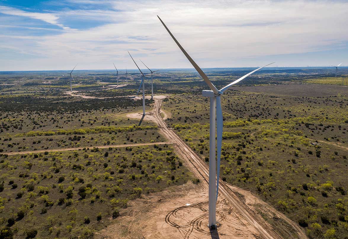 Lincoln Clean Energys vindmøllepark Amazon, Texas, som har været i drift siden 2017.