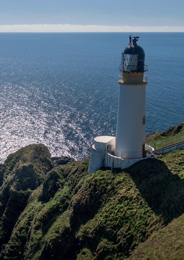 Isle of Man lighthouse with sea in background