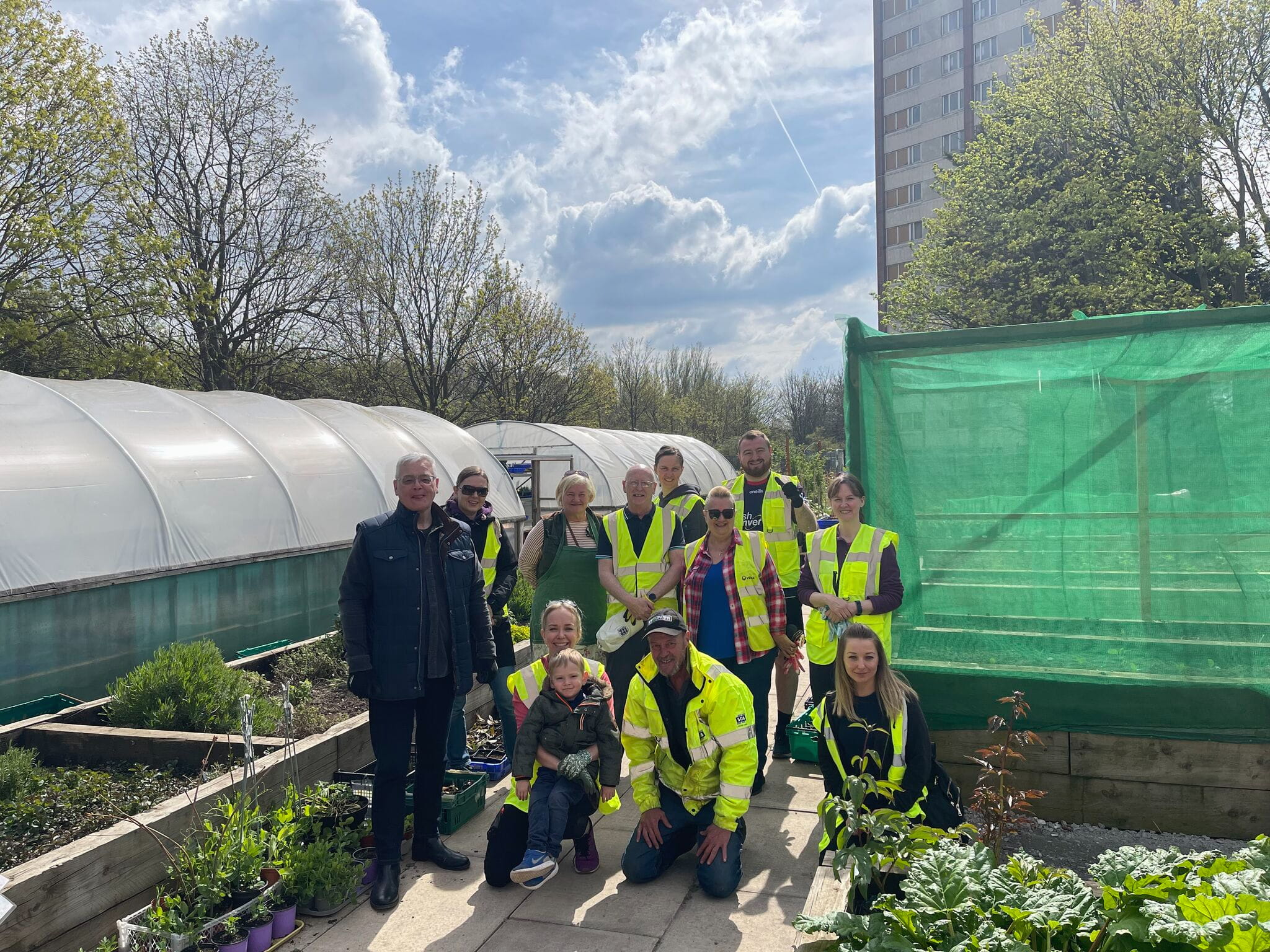 Volunteers in the community garden at Emmaus Merseyside