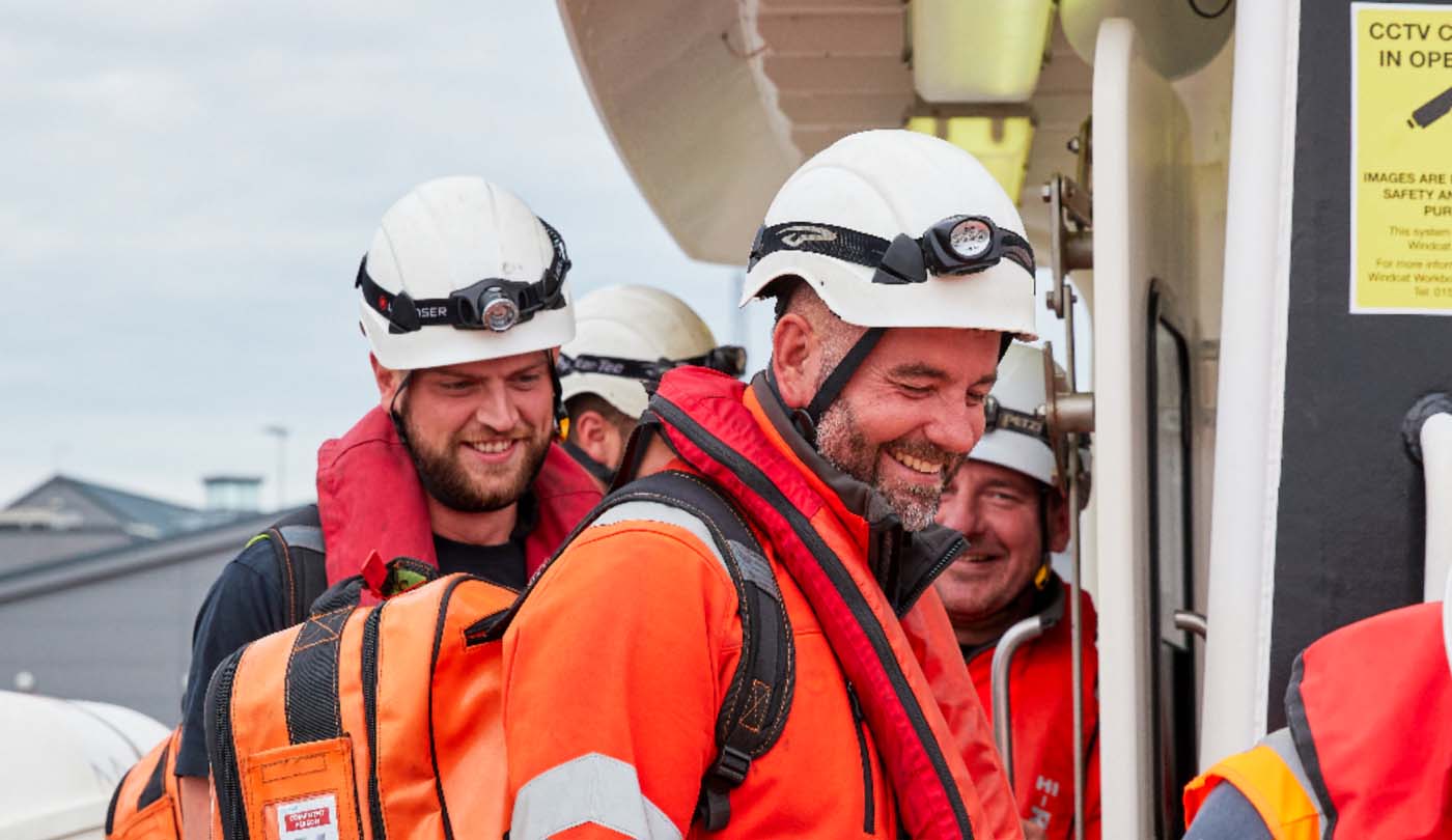 Offshore wind turbine technicians at work