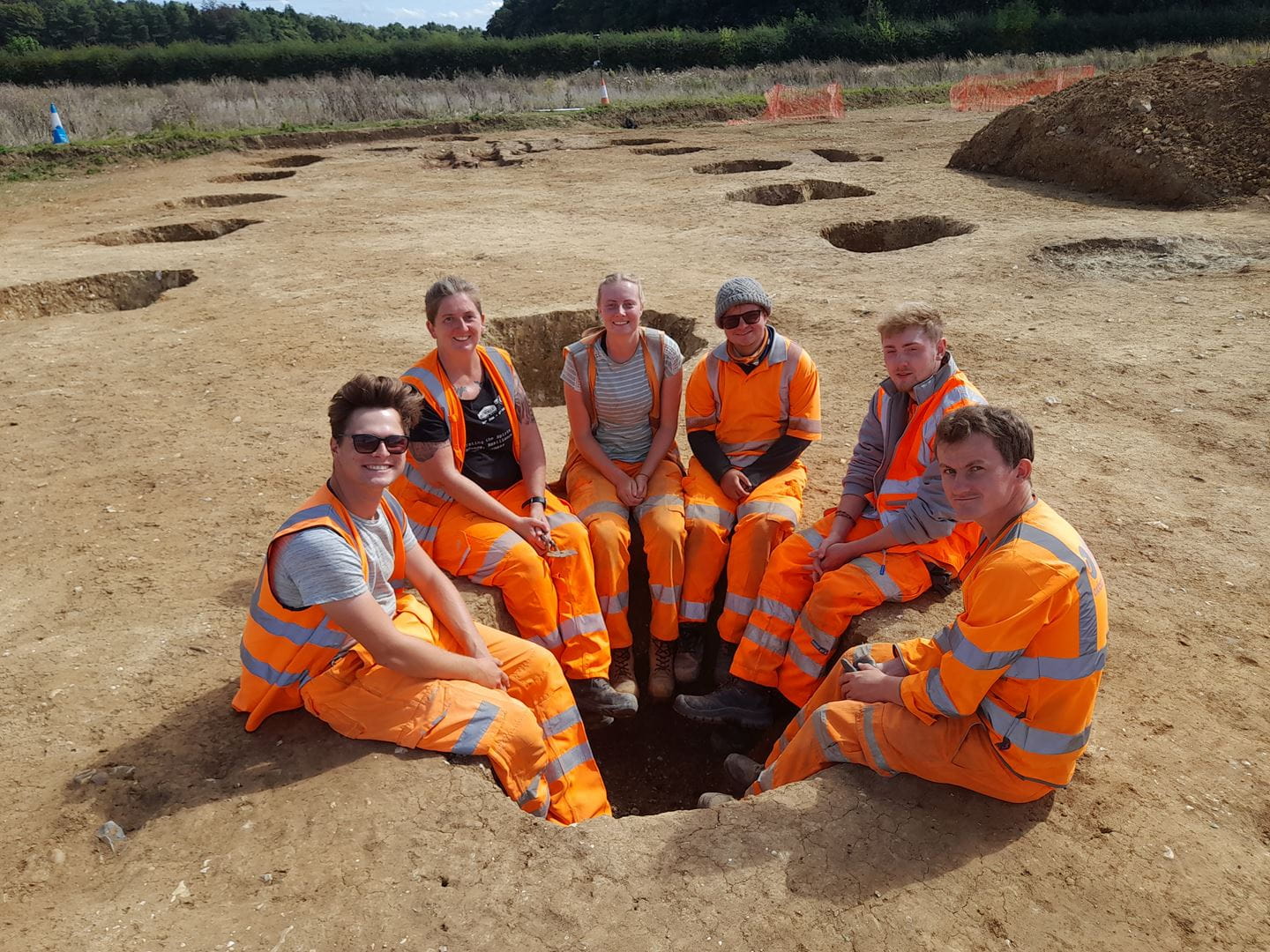 Some of the Oxford Archaeology team at the end of a day on site near Reepham. Credit: Oxford Archaeology