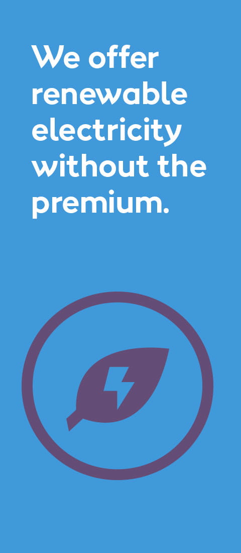 We offer renewable energy without the premium