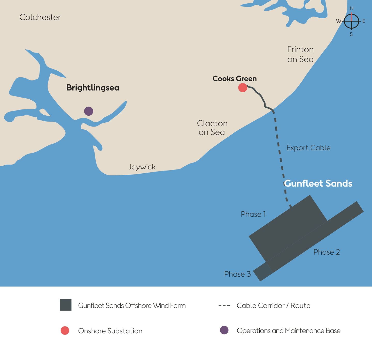 Gunfleet Sands wind farm map