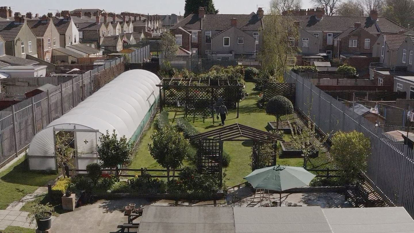 Aerial photograph of the Oasis Garden at Your Place, Grimsby. Credit: Big Picture Charity Films