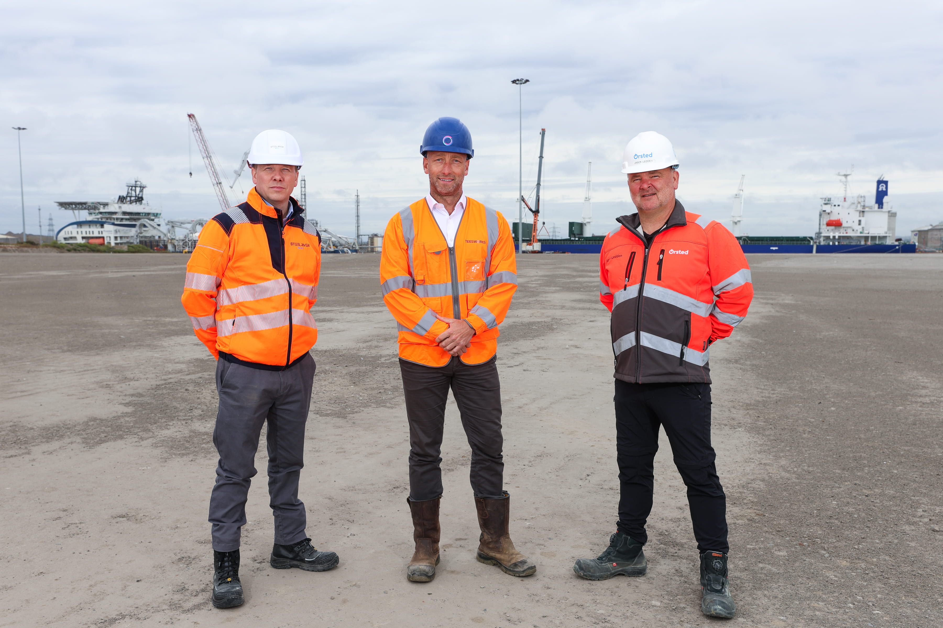 L-R Ally Cameron, MD, Steel River Quay, John Barnes, Chief Executive South Tees Development Corporation, Jason Ledden, Senior Project Director, Hornsea 3 at Ørsted