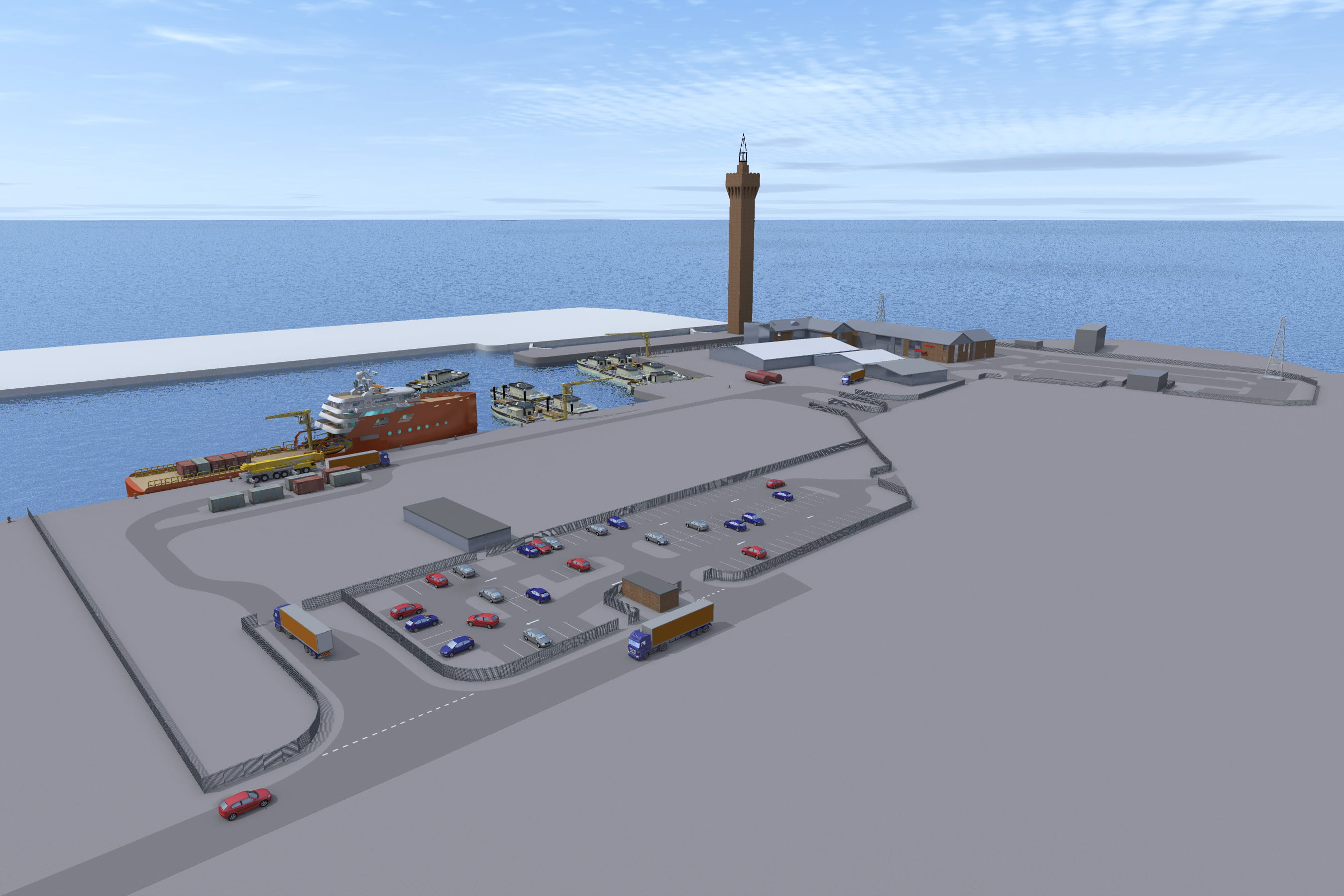 A rendering of the offshore wind operations centre at the Royal Docks in Grimsby
