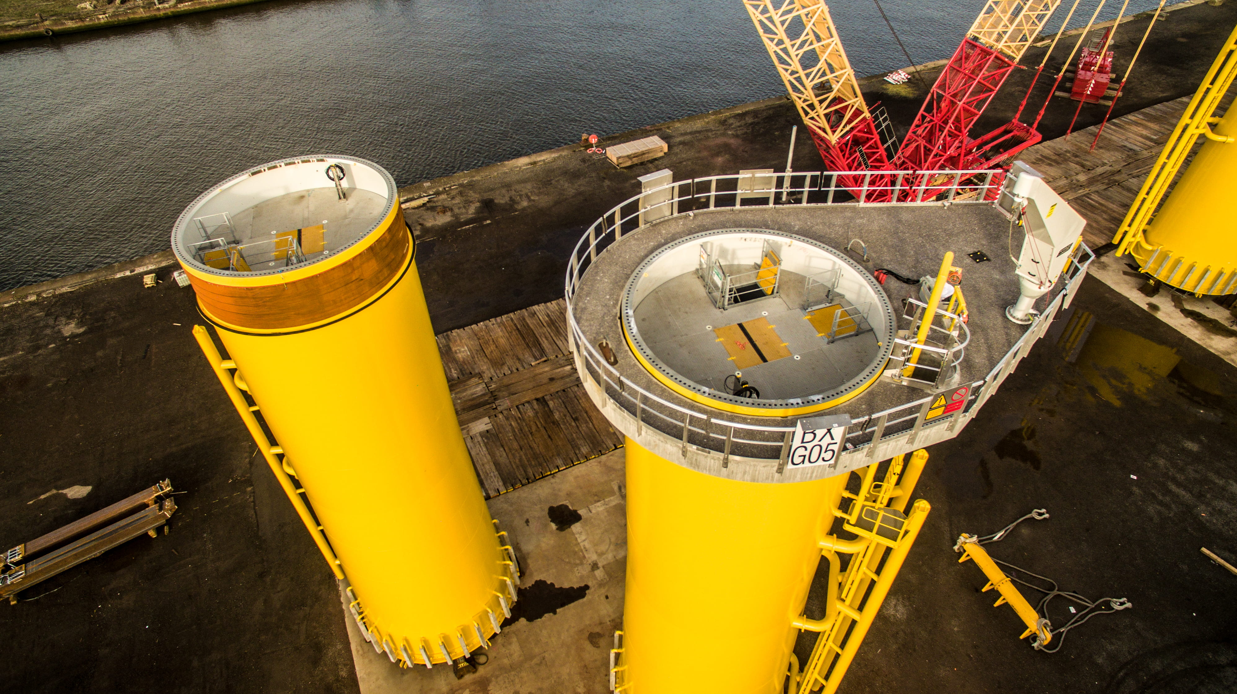 Transition pieces at the EEW Offshore Structures (Britain) Ltd, in Teesside. Photo credit: EEW