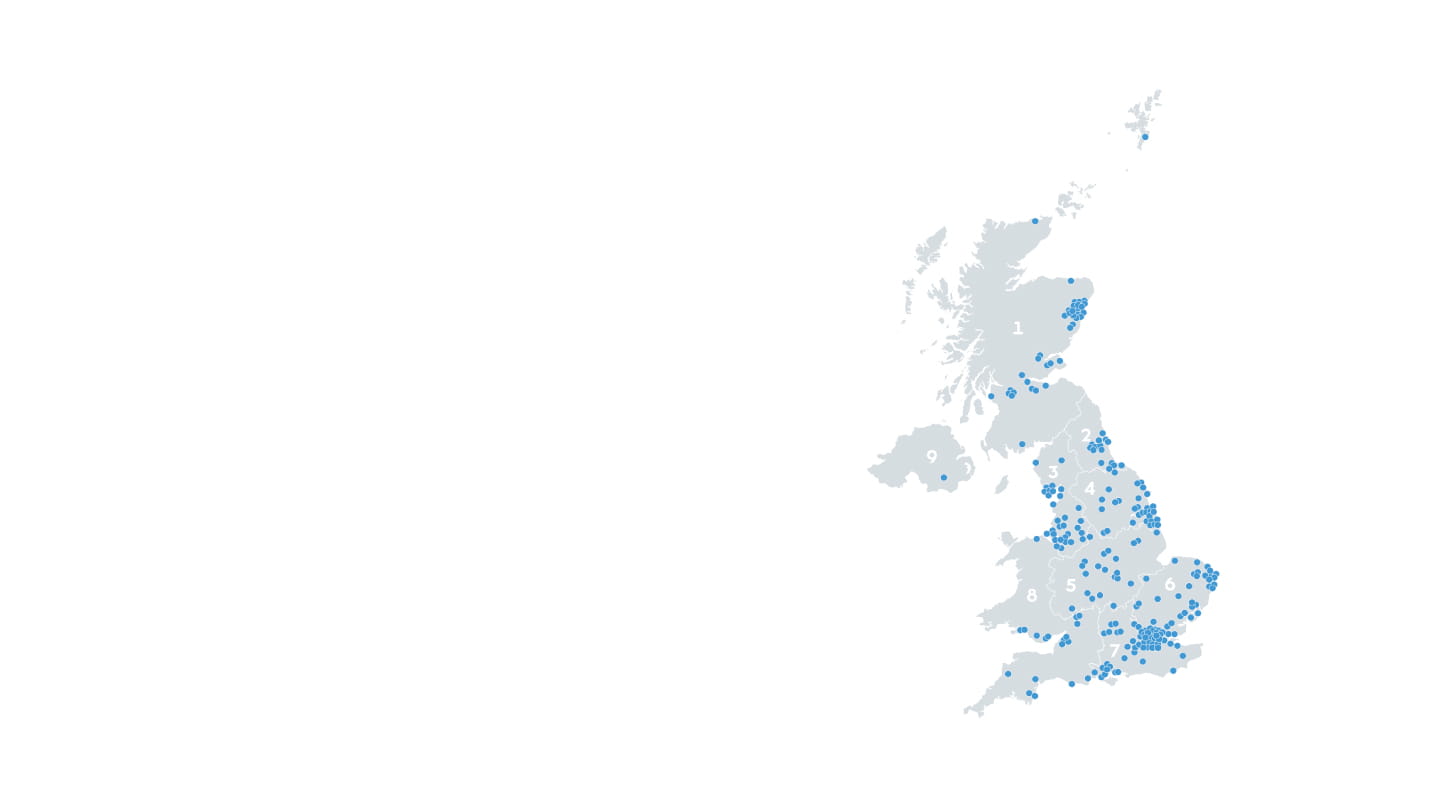 Image showing the location of Ørsted's UK offshore wind supply chain