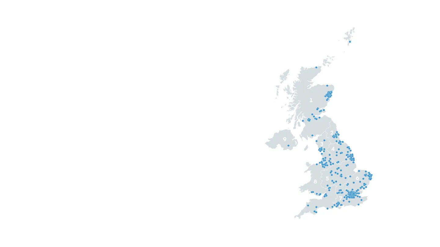 Image showing the location of Ørsted's UK offshore wind supply chain