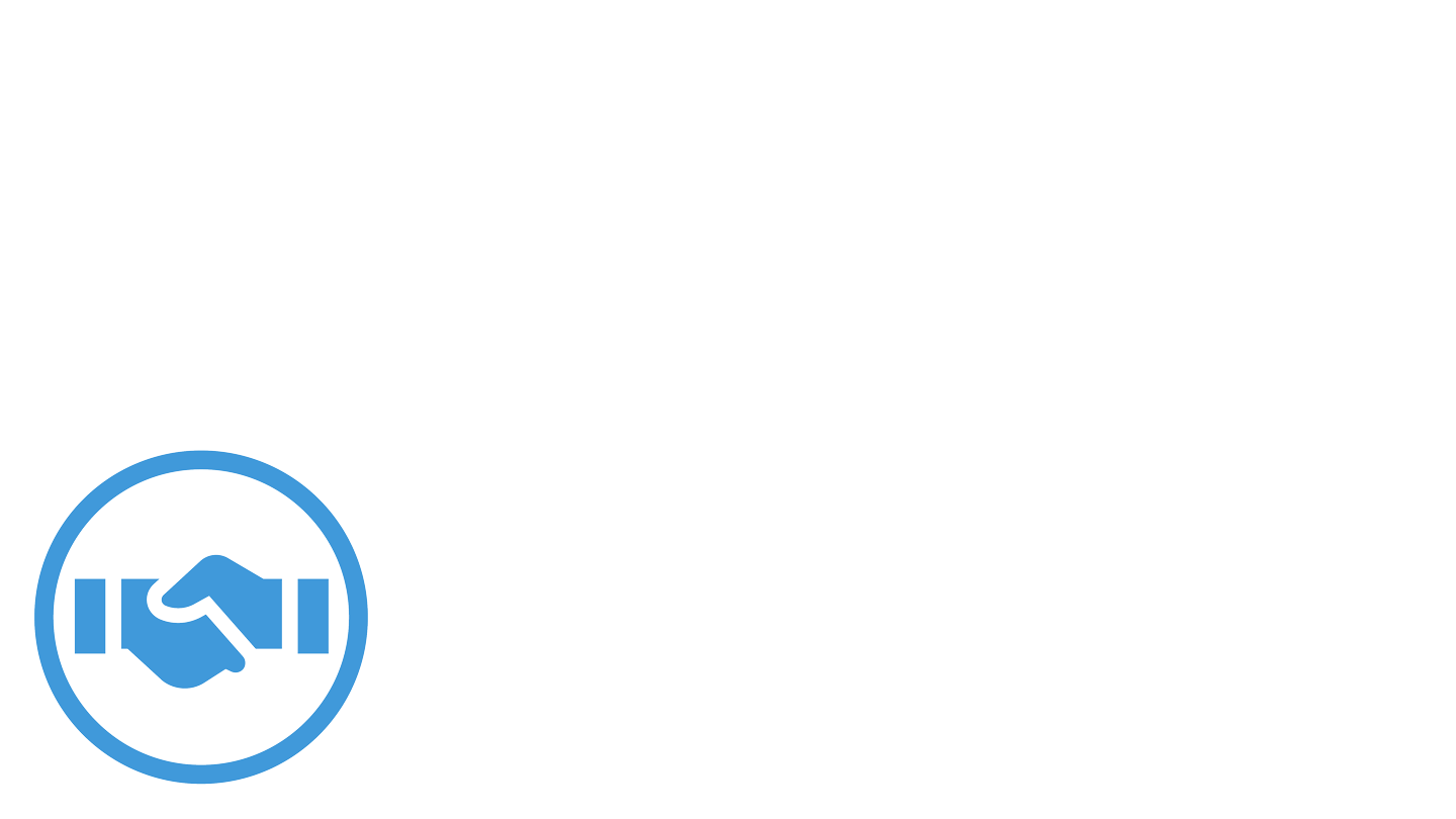 Blue pictogram of a handshake, representing Ørsted's Fisheries Direct Compensation program for Northeast fishermen.