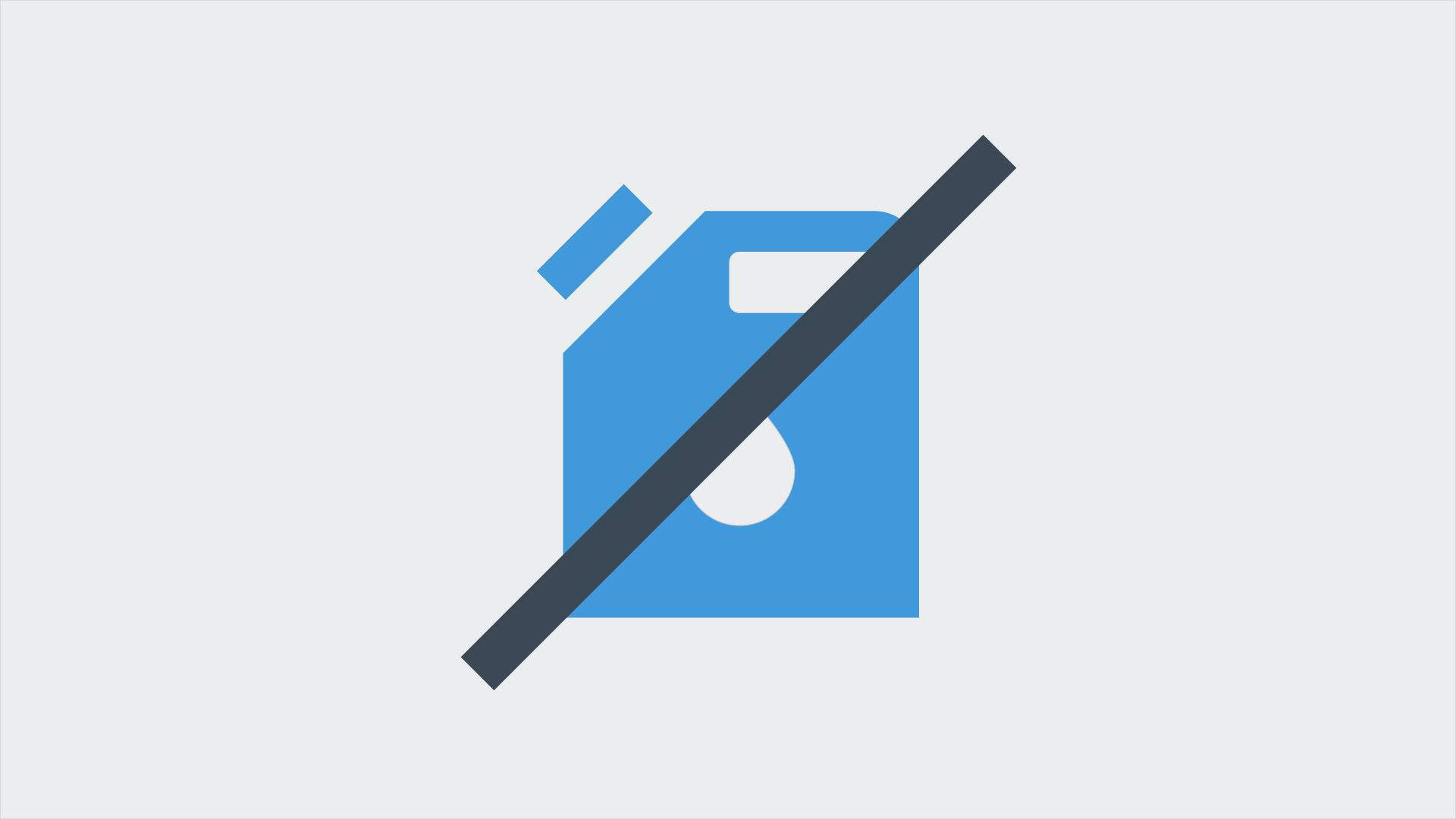 A blue pictogram of a gasoline can with a black strike through it, representing how offshore wind replaces fossil fuels.