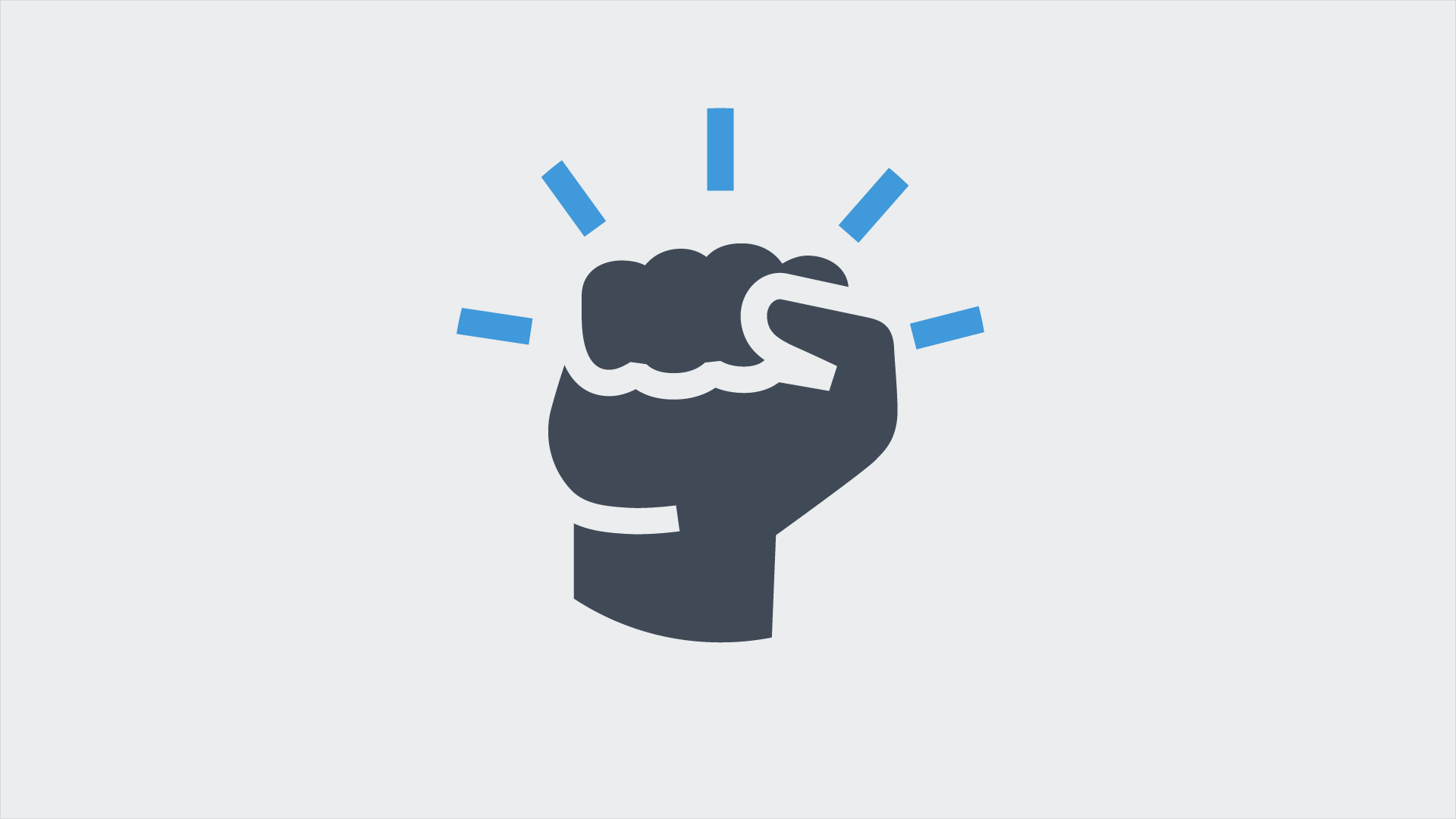 A dark gray pictogram of a raised fist, representing the strength of offshore winds compared to onshore winds.