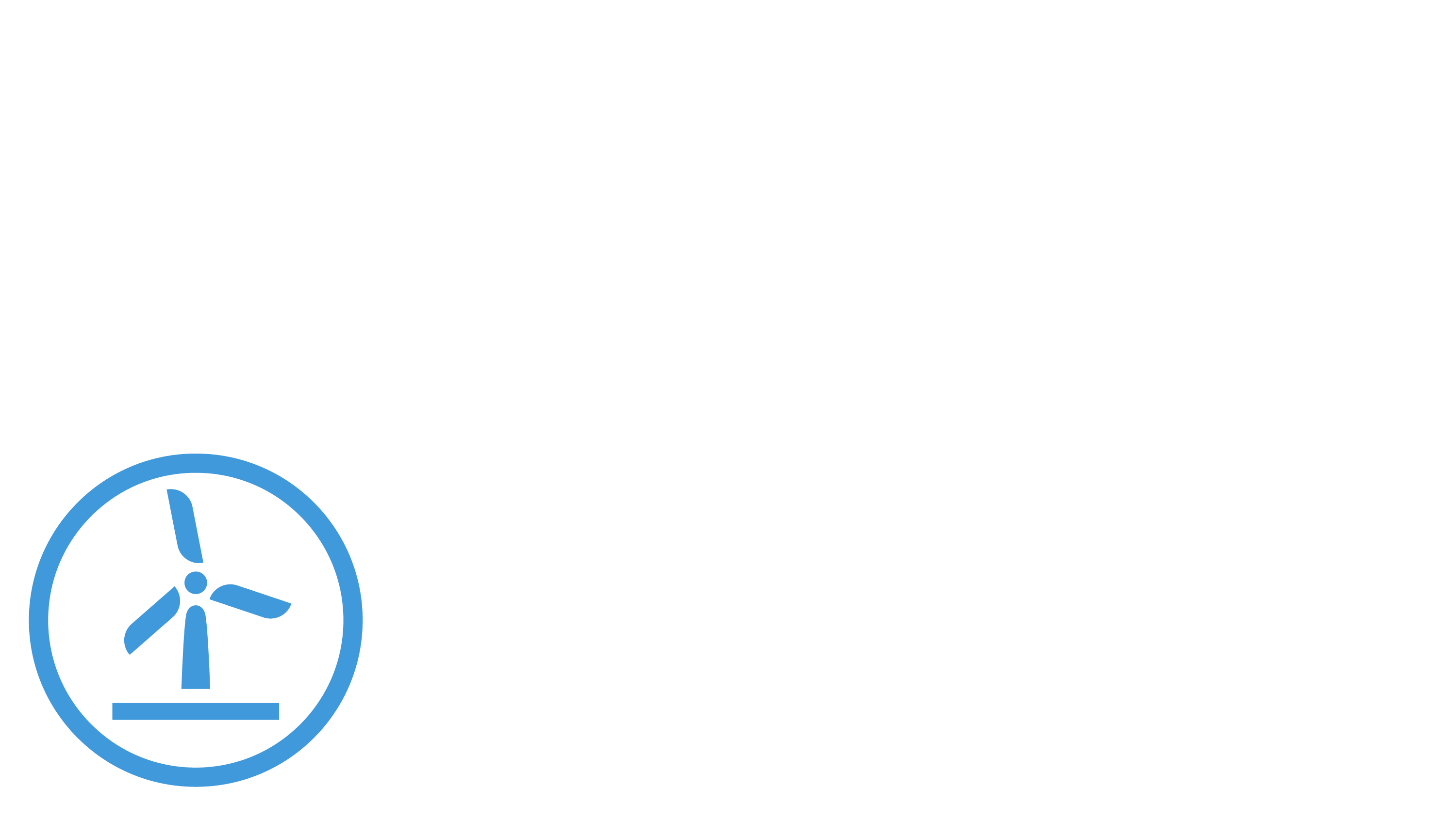 Blue pictogram of a lightning bolt, representing the 3,000 MW of clean power generated by Ørsted's onshore wind farms.