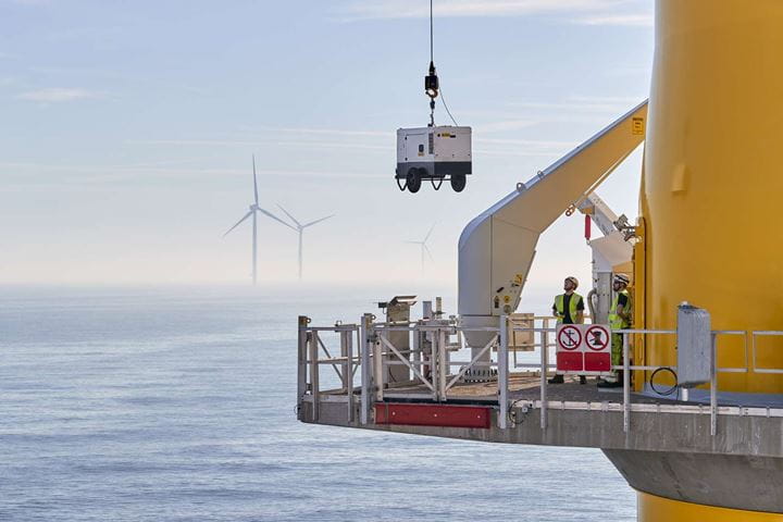 Wind turbine in sunset