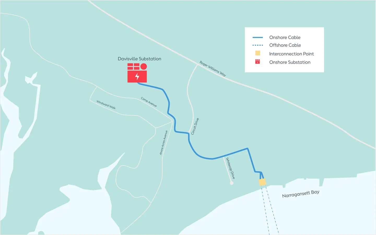 Onshore cable route map