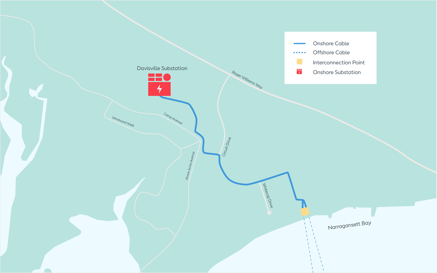 Onshore cable route map