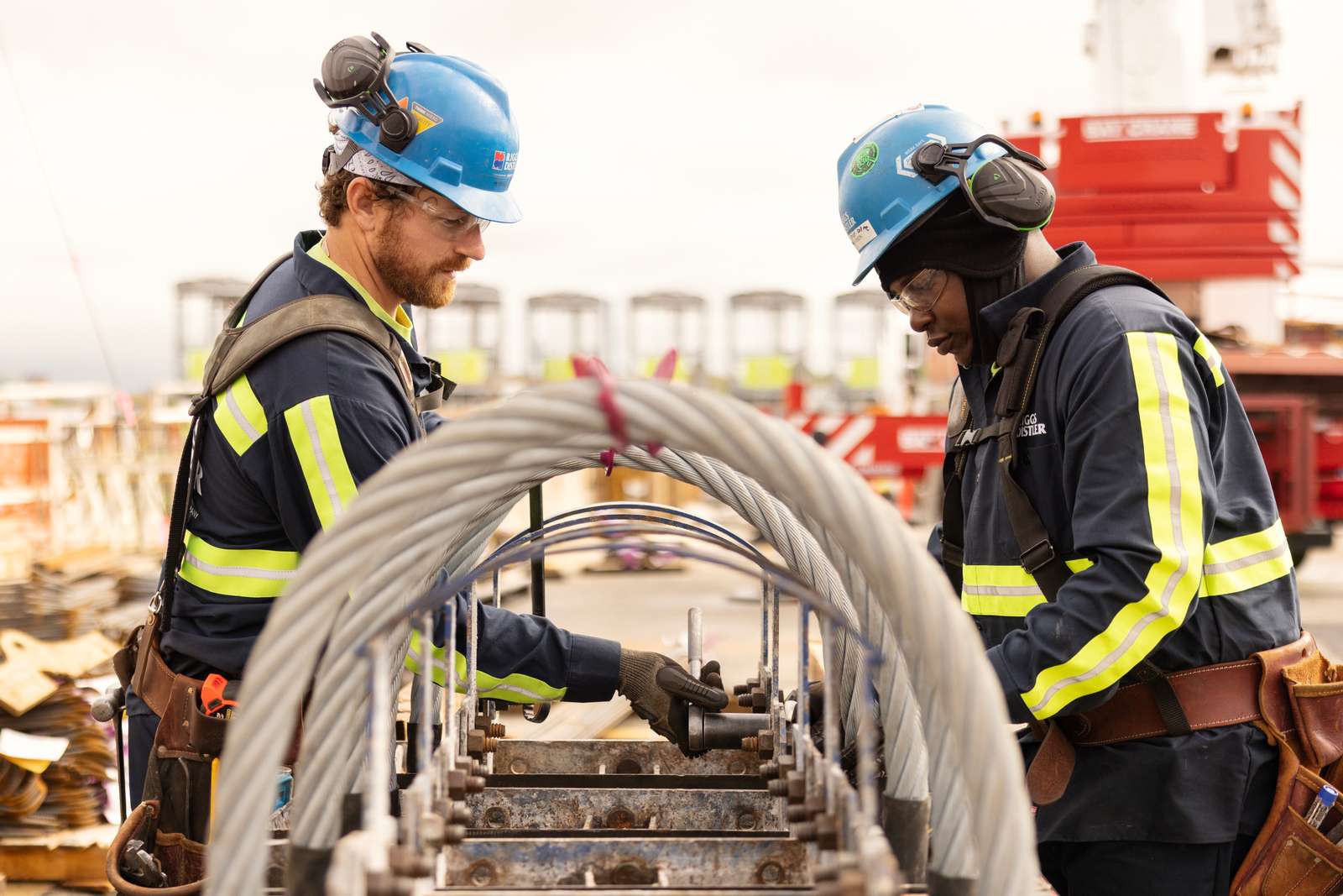 Employees on construction site