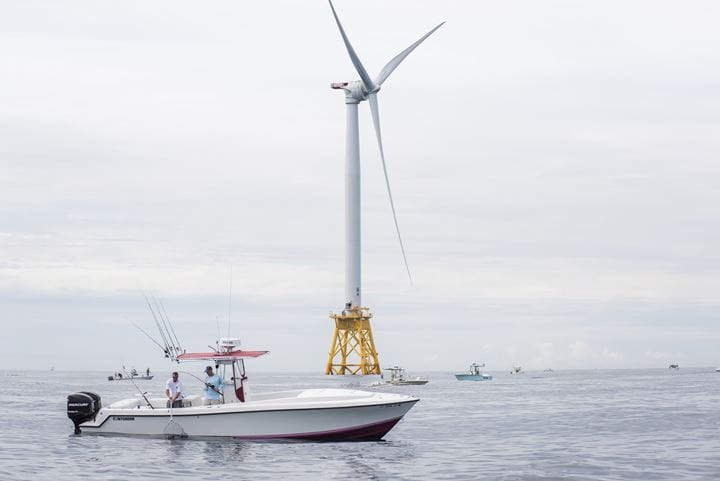 Boat and wind turbine
