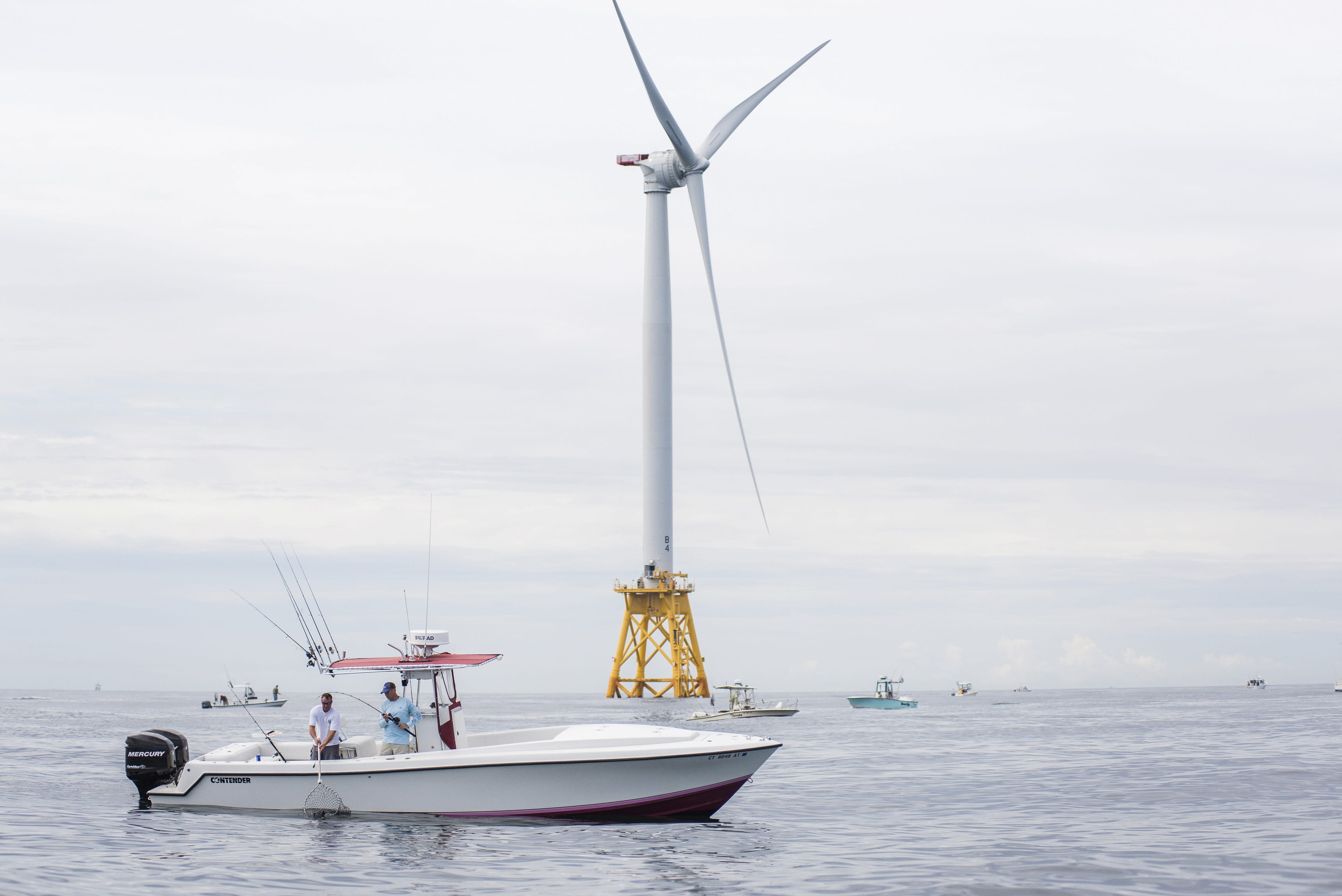 Boat and wind turbine