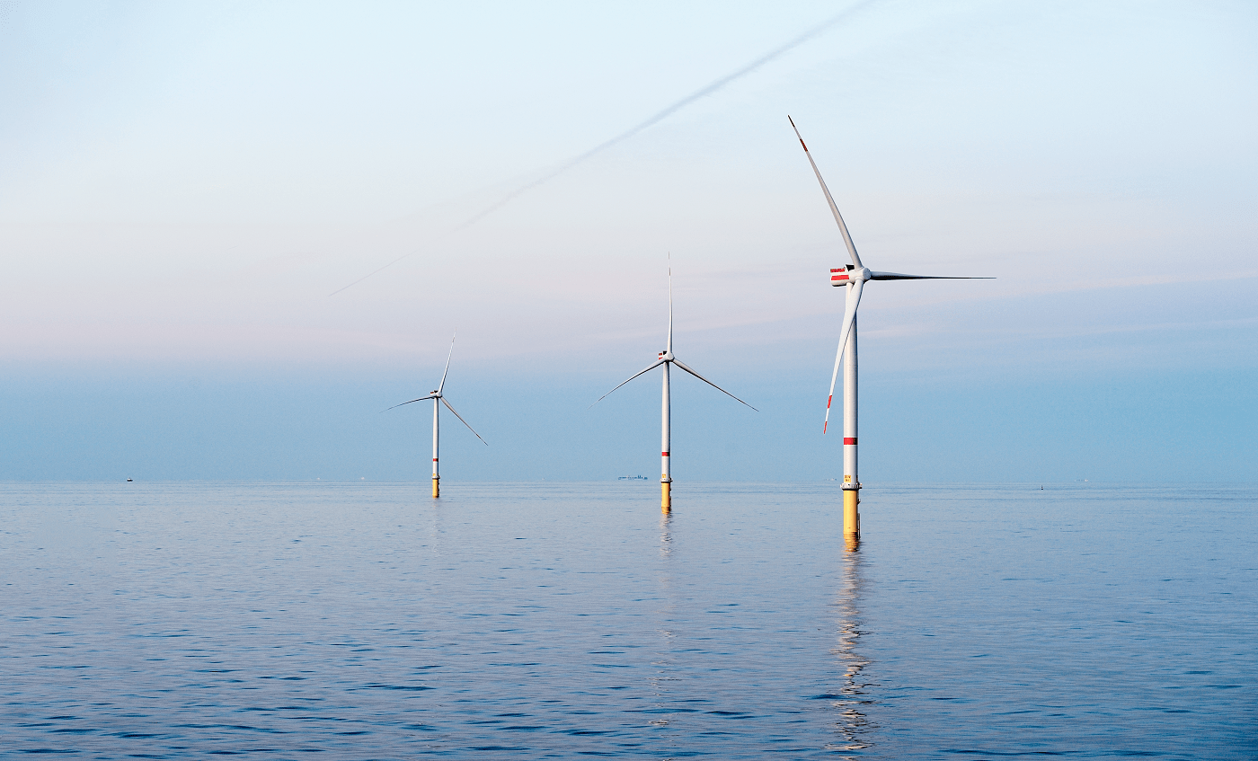 Wind turbines in sunset