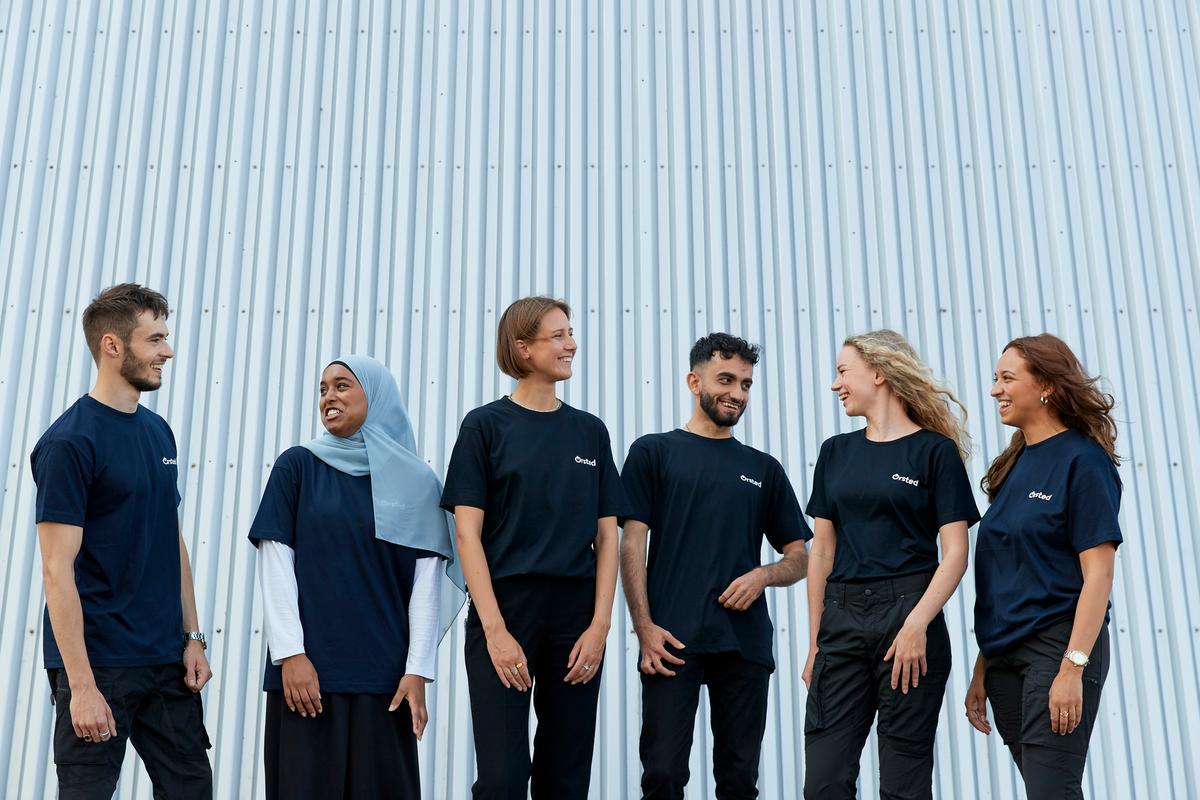 Employees laughing together