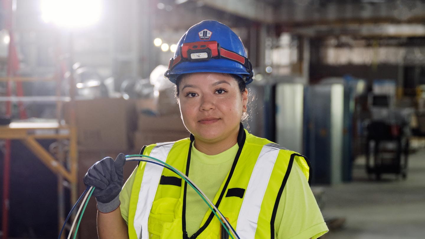 Worker with hard hat