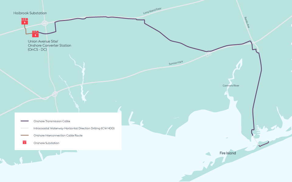 Cable route for Sunrise Wind project