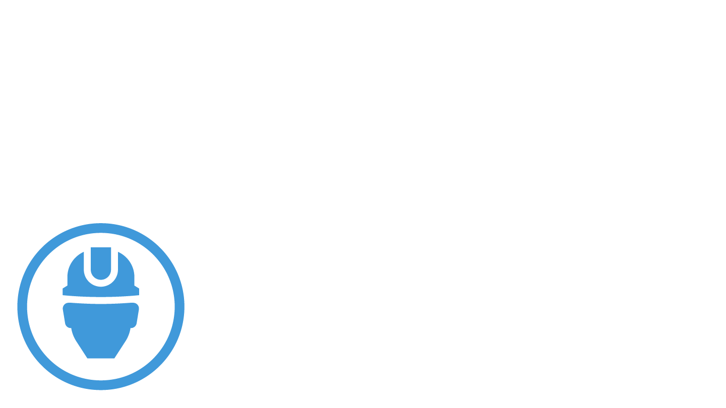 A blue pictogram of a hard hat, representing pre-apprenticeship programs sponsored for trades by Ørsted in Rhode Island.