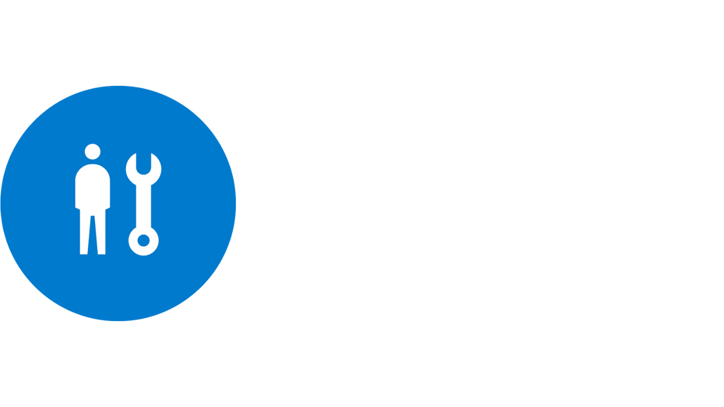 A blue pictogram of a hard hat, representing pre-apprenticeship programs sponsored for trades by Ørsted in Rhode Island.