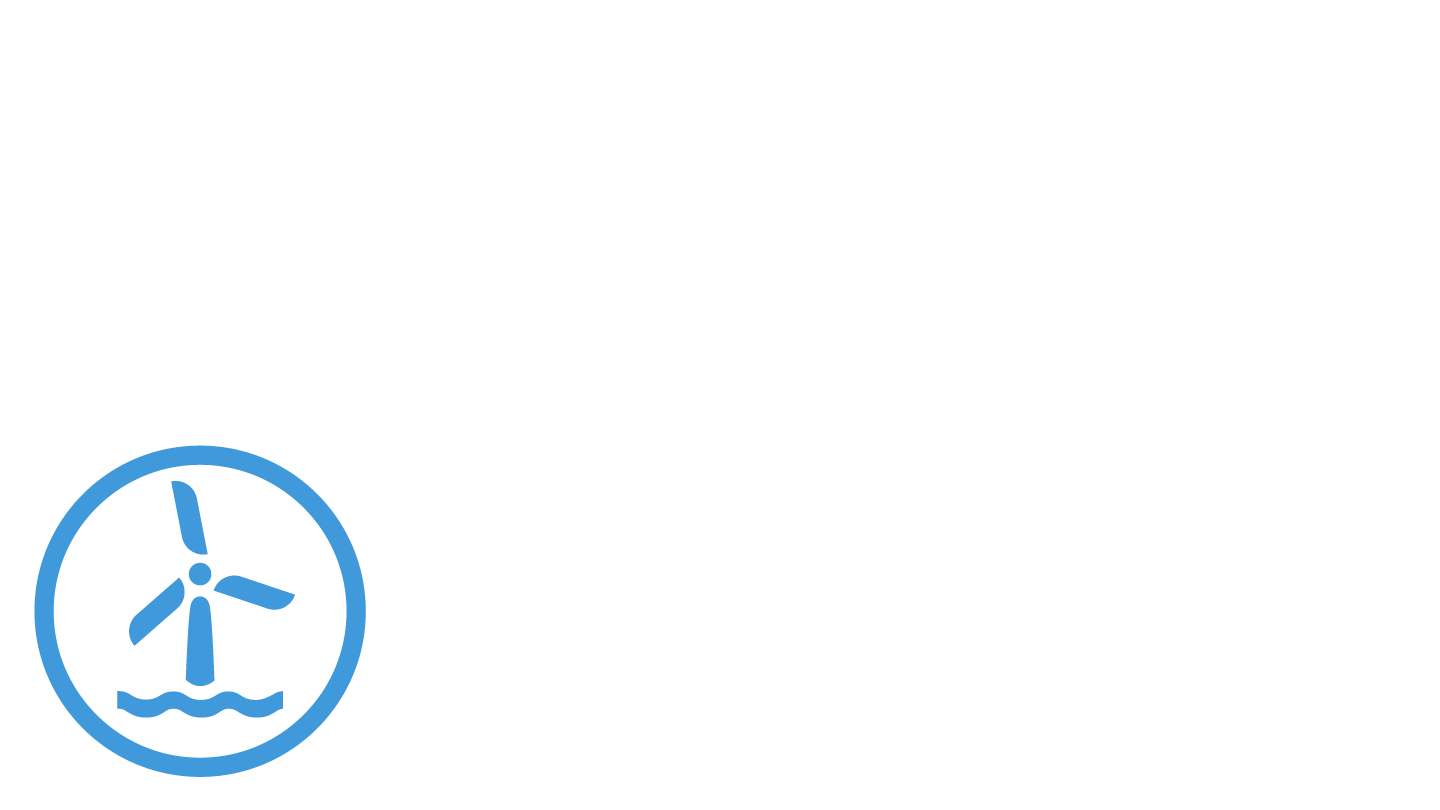 A blue pictogram of an offshore wind turbine, representing a new training opportunity for wind technicians New Jersey.
