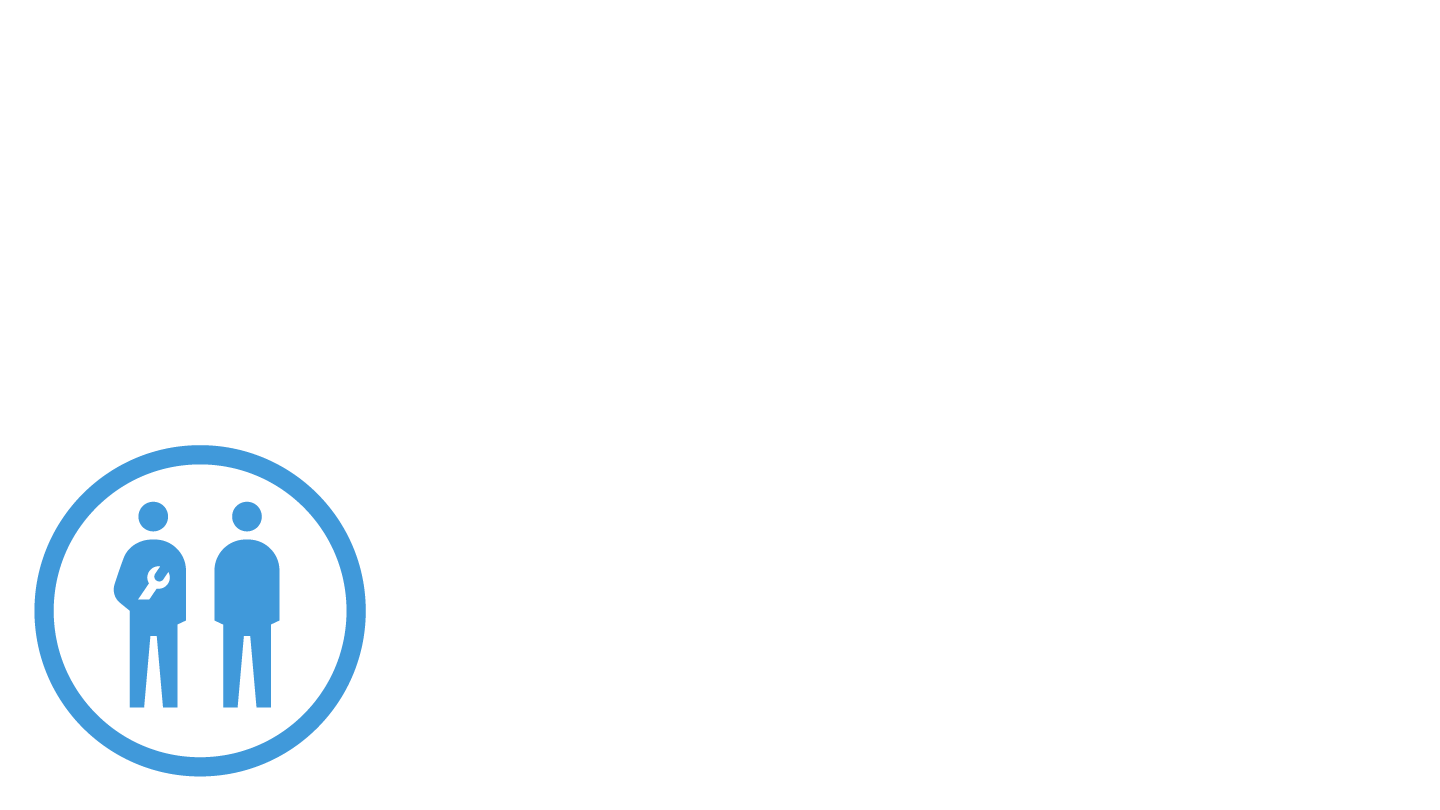 A blue pictogram of two workers, representing the 58,000 jobs created by the offshore wind industry in America.